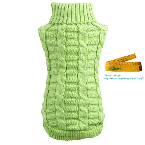Knitted Braid Plait Turtleneck Sweater Knitwear Outwear for Dogs & Cats (Green, XS) - Image 7