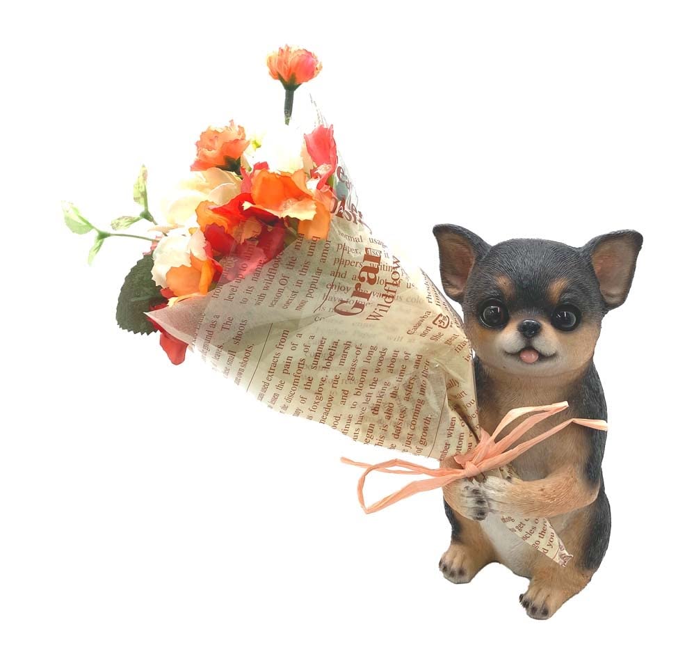 Amazon Co Jp 丸和貿易 Ctミニョンブーケ チワワ ブラックタン 約7 8 11 5 16 7cm ホーム キッチン