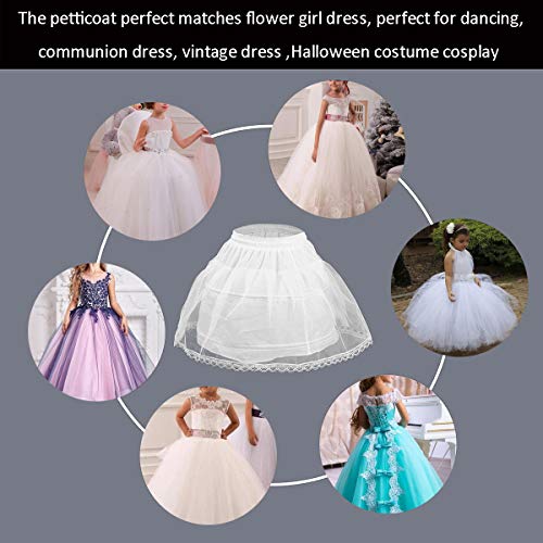 Nanchor Flower Girl Crinoline Petticoat Kids with 2 Hoops Full Slip Underskirt Lace Edge (2-6Y)3