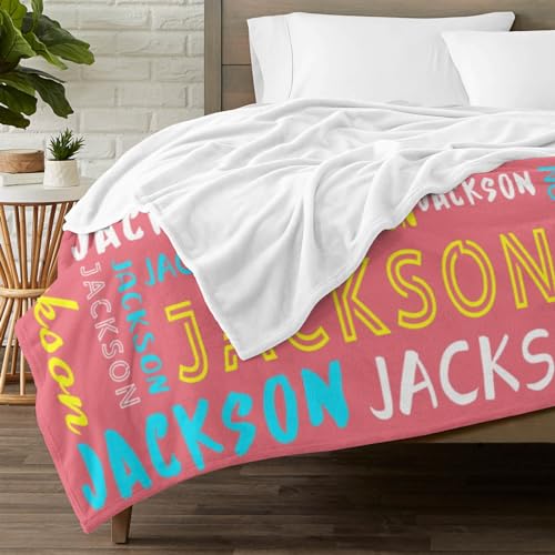 Personalized Name Blanket Customized Baby Blankets for Girls Boys Adults Monogrammed Blankets and Throws Christmas Birthday Mothers Fathers Valentines Day Gift