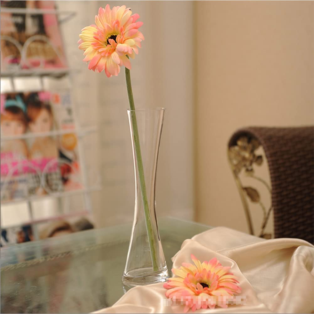 Hand-Made Blown Art Bud Glass Vase Empty Refillable Small Glass Vase Single Stem Vase for Flower and Office Bud Home Decor (25cm-Clear) - Image 3