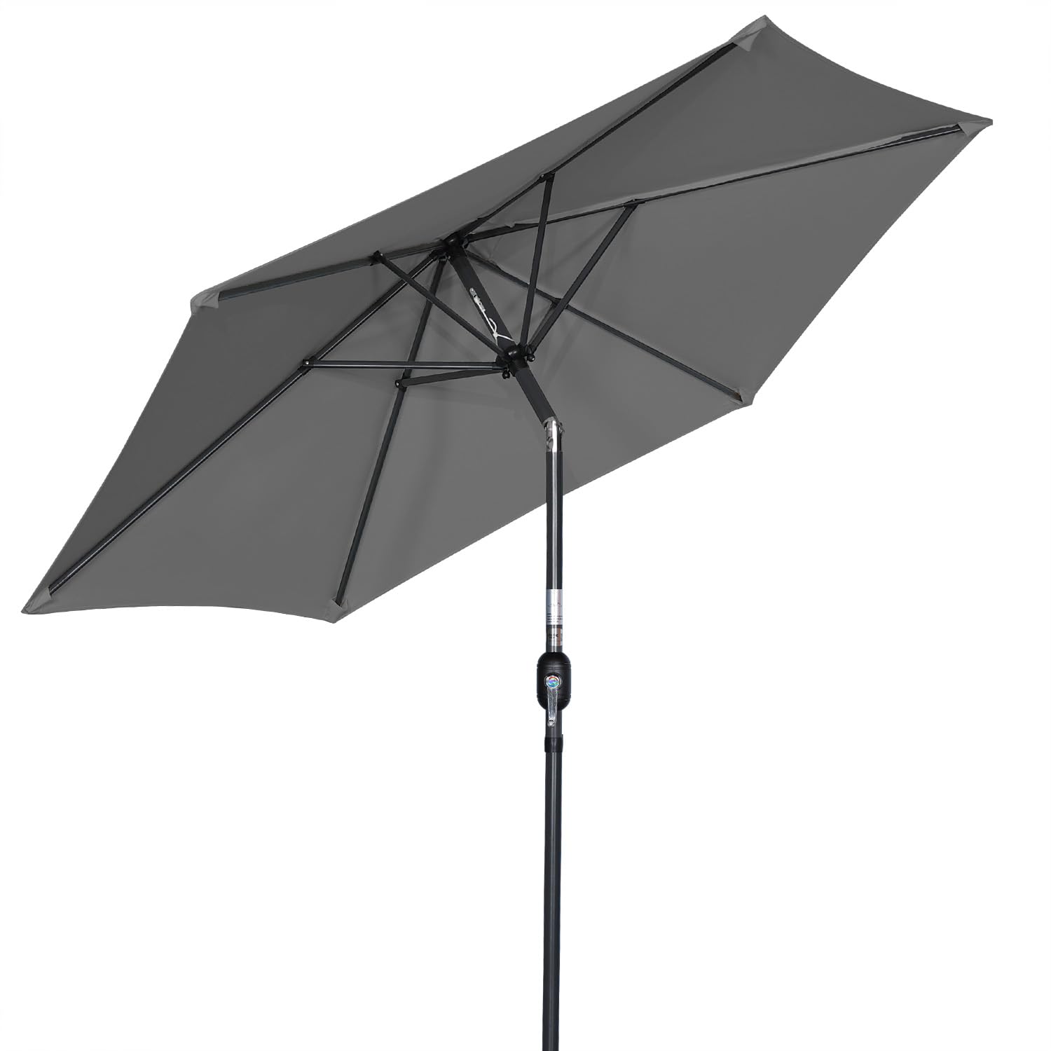 Angel Living 300cm Parasol de Acero con Inclinación, con Manivela, Sombrilla con Mástil de Acero de 38mm para Patio Terraza Playa (Gris)