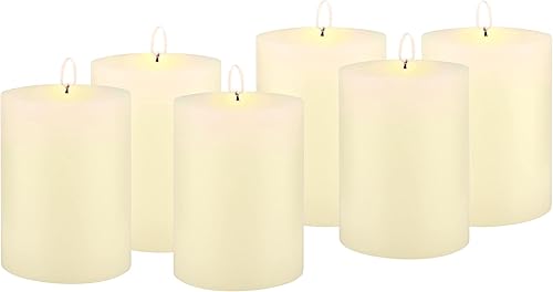 Miniatura 3 de Stonebriar Velas de pilar de cera sin perfume de 3 x 4 pulgadas 50 horas de combustión larga sin perfume color marfil paquete de 6