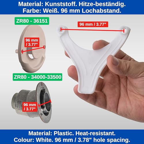 Kondenswasser Ablauf für Wohnwagen Heizung, 1 Stück, kompatibel mit TRUMA Kaminteil ZR80, 96 mm Lochabstand, in Weiß, Kaminschild Abfluss gegen Dreck- und Eisbildung, Kappe Kaminabdeckung Abgasrohr