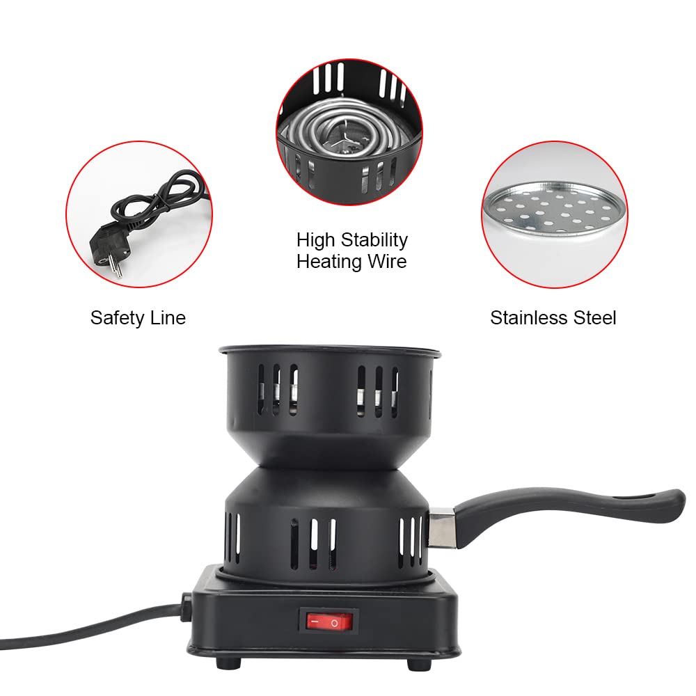 CEWROM Accenditore Elettrico per Carbone 450-600 W, Bruciatore a Carbone per Casa Campeggio Barbecue, Con Manico Cavo Lungo, Regalo di Natale
