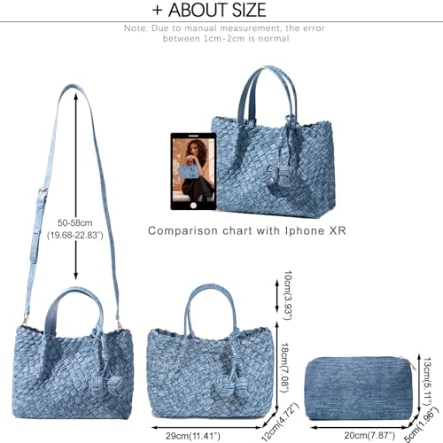 Image of Woven Tote Bag for Women, Hobo Bag for Work, Large Beach Travel Handbags and Purses, Retro Shoulder Bag, Shopping Bag