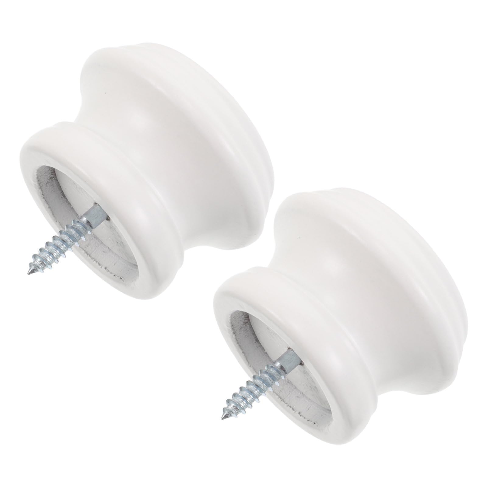 2Pcs Wooden Curtain Rod Finials, White End Caps for 1 Inch Drapery Rod