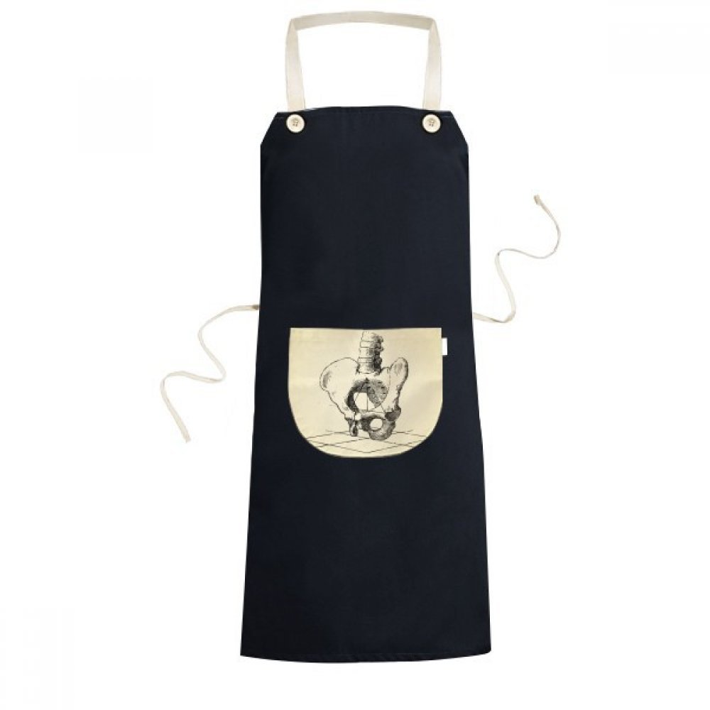 Tablier squelette humain noir 70cm imprimé colonne vertébrale et hanche
