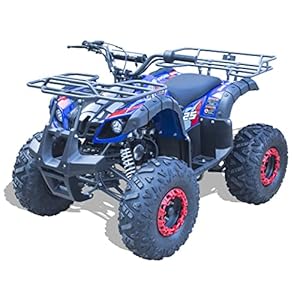 Offroad Mall 125cc Gas Powered Full Size ATV 19″ Tire W./ Reverse F. & R. LED Lights Electric Start, for Teens Adults (Comes Fully Assembled & Tested) (Injection Model, Blue)