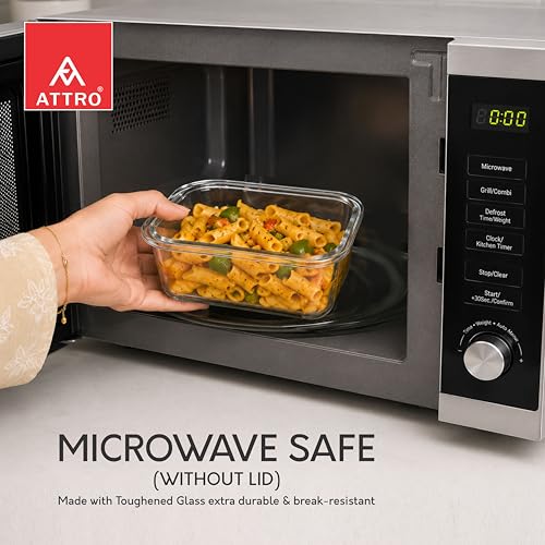 Image of ATTRO Sling Glass Lunch Box Set with Insulated Lunch Bag, 3 x 310ml Airtight Leakproof Containers, Microwave & Freezer Safe Borosilicate Glass Food Storage Containers for Office, School & Travel-Grey