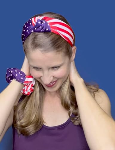 Shimmer Anna Shine Red White And Blue Patriotic American Flag Headband Usa thumb #4