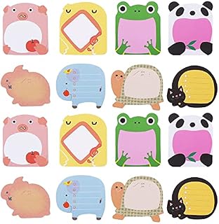 Molain Cute Sticky Notes 16 Pieces Cartoon Sticky Notes Markers Flags Animals Shape Self-Stick Memo Pads Students Home Office Roommates Gifts Tab Supplies