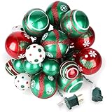 AIRIVO Grinch Christmas Tree Ball Ornaments with Lights 28ft, 25 Bulb Shatterproof String Lights End to End Connectable for Indoor & Covered Outdoor Christmas Decor