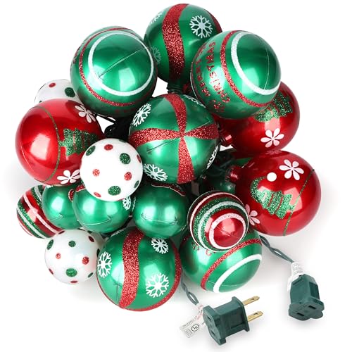 Adornos de bola del Grinch inastillables con luces de Navidad para un árbol seguro