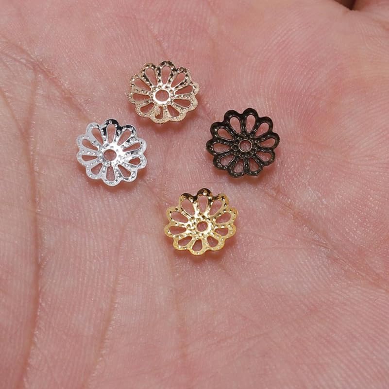 SUPVOX Diy Jewelry Accessories Natural Metal Bead End Caps Flower Spacer Pendant Charms for Bracelets Necklaces Anklets Craft Making 0.27 Inch - Image 5