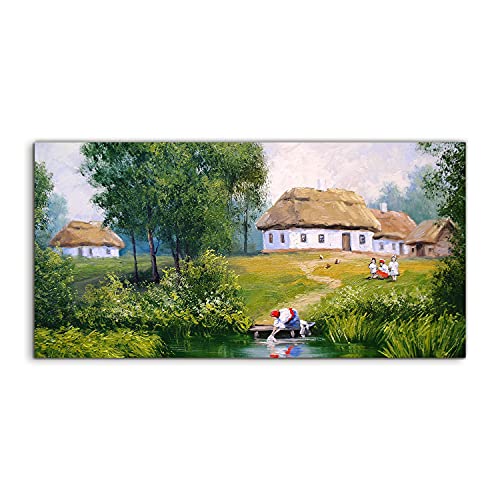 Tableau mural salon en verre trempé 140x70cm pour illuminer un mur vide