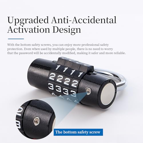Image of Gym Locker Lock 4 Digit Combination Lock for Locker for School Gym Lock for Sports, Toolbox, Case, Hasp Storage(20) (Shackle Black)