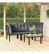 Festnight Gartensofa Ausziehbar 2 Sitzer Balkon Sofa Rattan Lounge Sofa