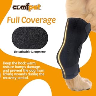 COMFPET Ginocchiera per Cani, tutore per Zampa di Cane per distorsione del legamento crociato, artrite - Mantiene Stabile l'articolazione, Cura Le lesioni alle Zampe e previene Il leccamento (M)