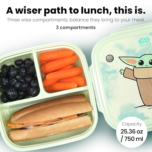 Image of Yoobi Star Wars X 2-Pack Grogu Bento Boxes & Ice Packs for Kids & Tweens - 3 Compartment Lunch Box, Dishwasher & Microwave Safe - BPA & PVC Free, Leakproof - 2 Boxes