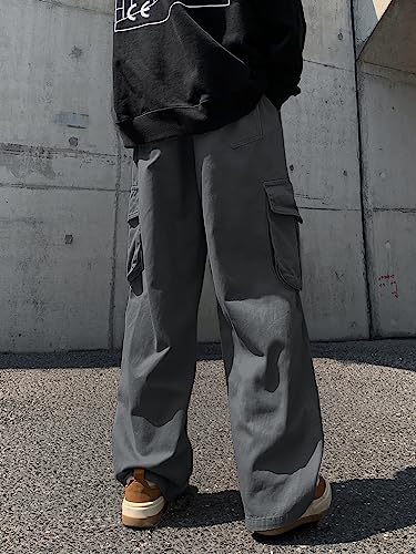 WDIRARA Men's Drawstring Waist Cargo Pants Oversized Casual Streetwear Trousers with Pocket2