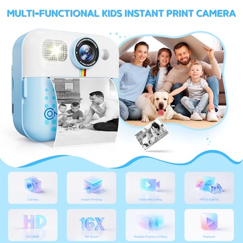 Image of Contixo Kids Camera Instant Print, Birthday Gifts for Girls and Boys, Blue