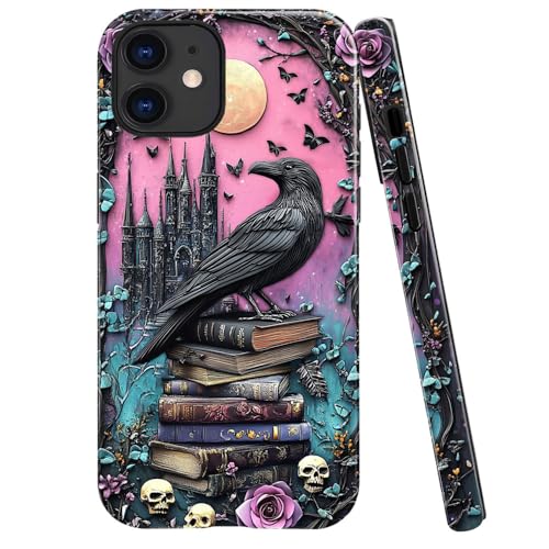 Coque iPhone 12 antichoc brillante et durable motif corbeau noir
