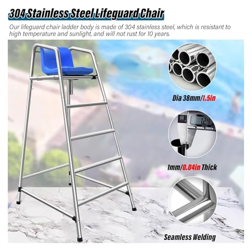 Silla de Socorrista Alta para Piscina 120 cm Acero Inoxidable miniatura 3