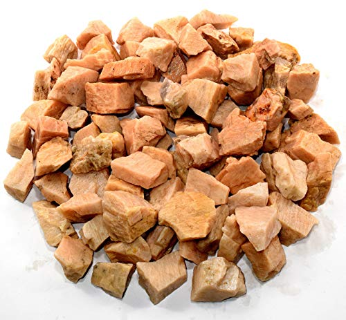 Image of HQRP Natural Peach Orange Moonstone Rough Stones Feldspar Crystal Mineral Gemstone Raw Specimens for Cabbing Fron India (5PCS)