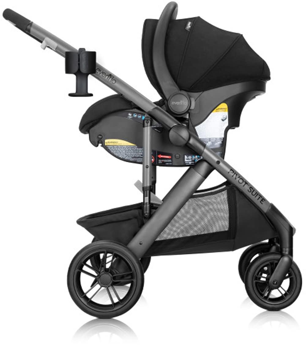 Evenflo Pivot Suite Modular Travel System with LiteMax Infant Car Seat, Dunloe Black : Baby