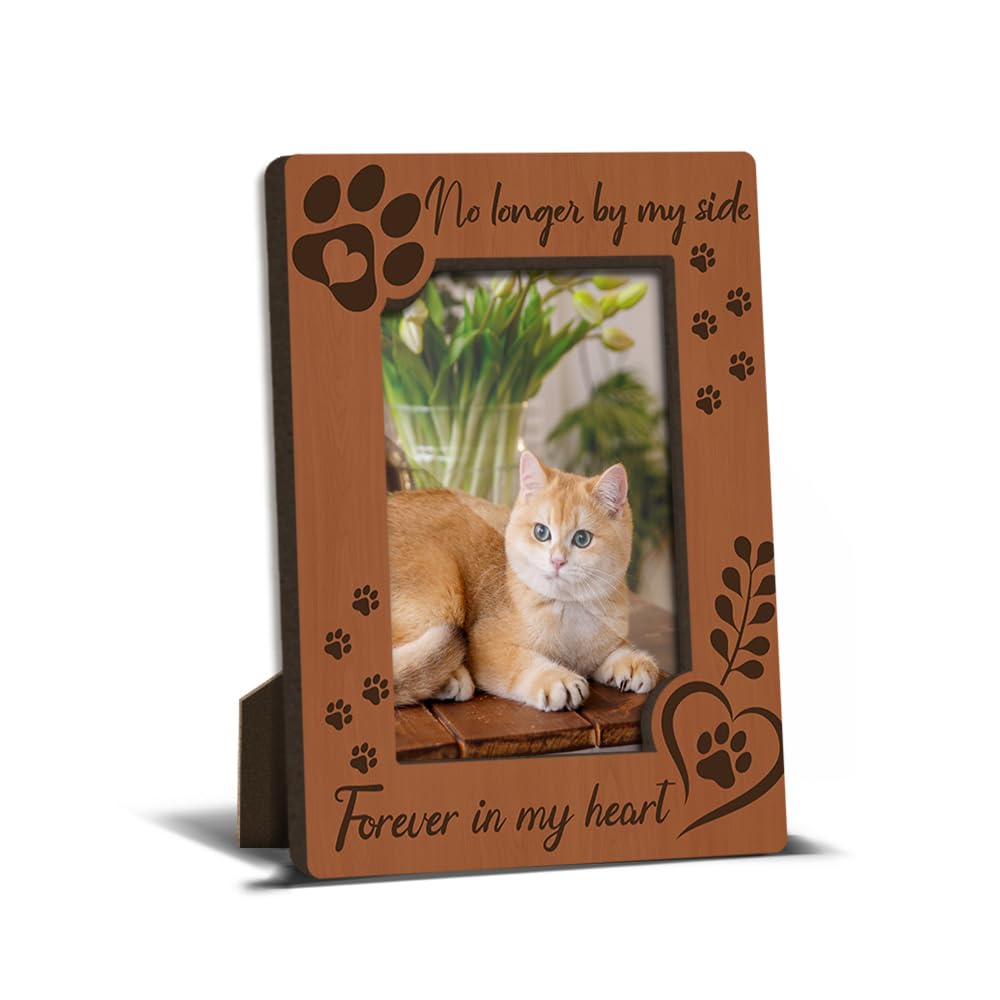 Cat Memorial Photo Frames Dog and Cat Loss Remembrance Gift Sympathy Keepsake for Pet Lovers Condolence Present for Pet Owner No Longer by my Side Forever in my Heart Picture Frames 4x6 Photo - YY001
