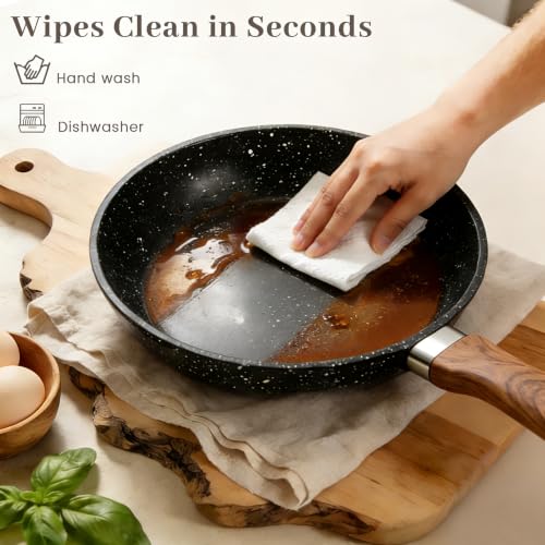 Image of Frying Pans Skillet - 9 Pieces Nonstick Frying Pan Set Includes 3 Sizes (8 inch / 10 inch / 12 inch), PFOA Free, Induction & Oven Safe, Easy to Clean for Home Daily Cooking