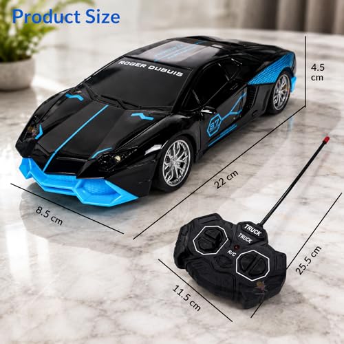 Image of Wishkey Remote Control Car Toy Super High Speed Racing Car with Stylish Looks & Modern Design,RC Vehicle Toy for Kids Age 4+ Years Black-Blue, (Pack of 1)