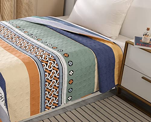 Qucover Copriletto in cotone per bambini (Strisce