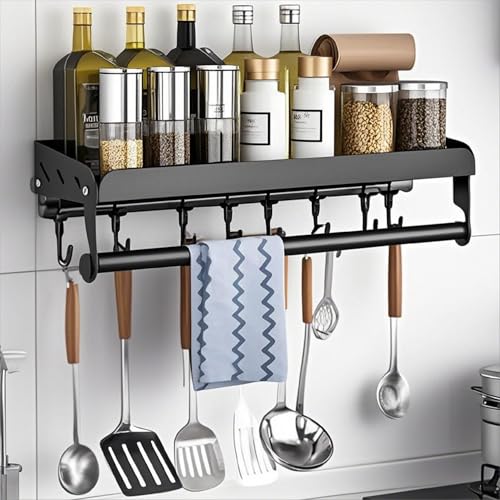 acfeco Gewürzregal Wand, Ohne Bohren Küchenregal, Gewürzregal Hängend Mit Küchenrollenhalter und 8 Haken, Gewürzständer aus Edelstahl, Wandregal Hängend für Küche Esstisch Büro (40cm und 8 Haken) acfeco Gewürzregal Wand, Ohne Bohren Küchenregal, Gewürzregal Hängend Mit Küchenrollenhalter und 8 Haken, Gewürzständer aus Edelstahl, Wandregal Hängend für Küche Esstisch Büro (40cm und 8 Haken)