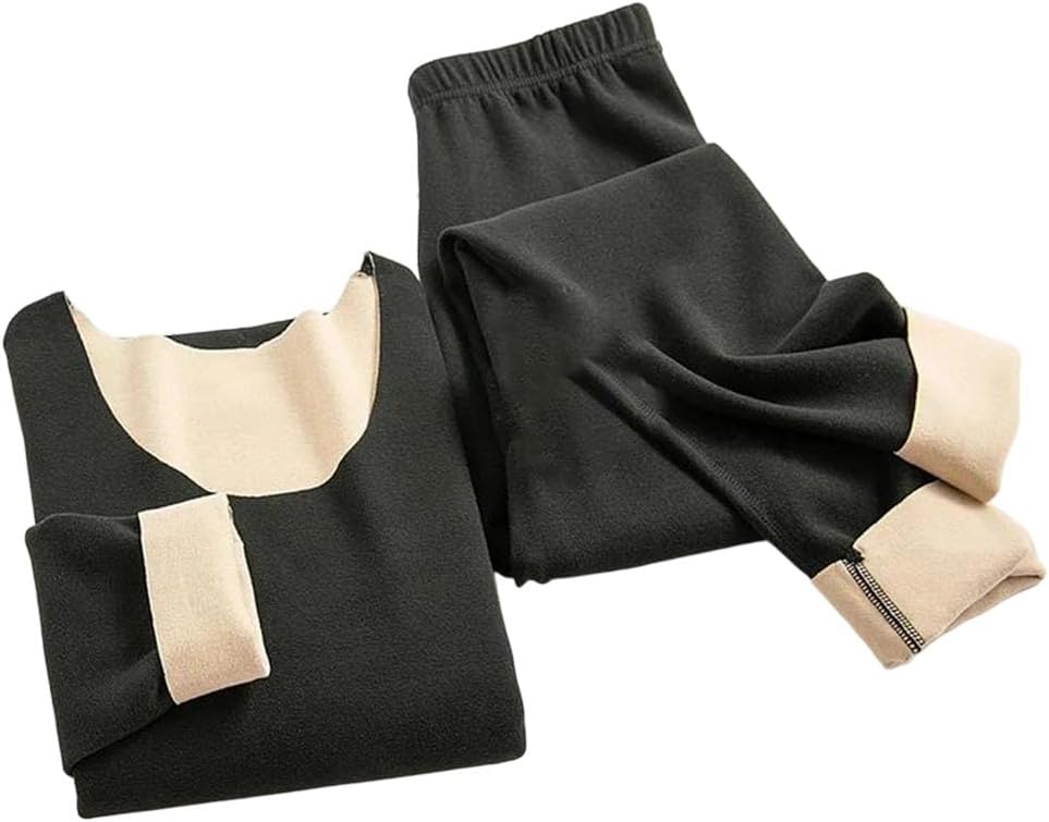 Women's Thermal Underwear, Pajama Set, Seamless Double-Layer Long-Sleeve Thermal Base Layer Set