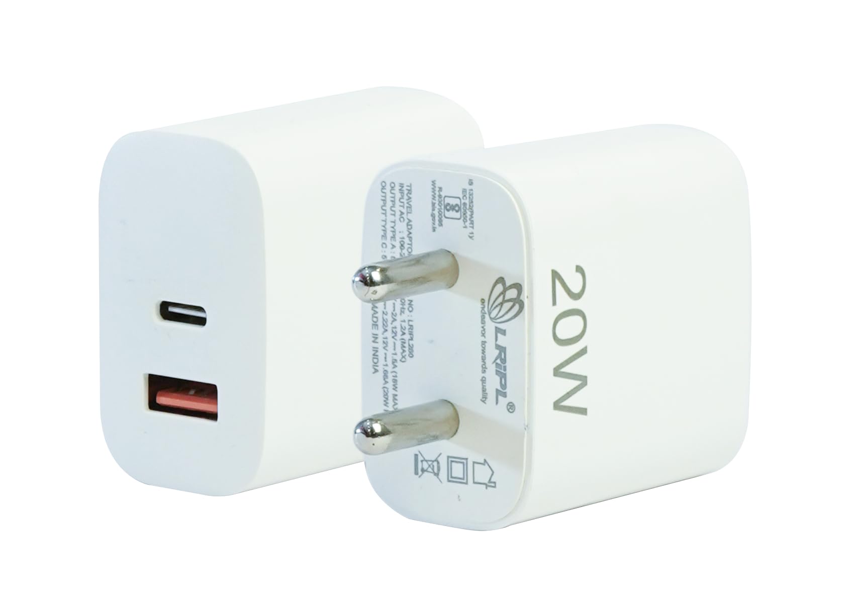 LRIPL 20W Charger Type C for iPhone/Samsung/Xiaomi Dual Port Fast Charger Adapter (USB + Type C) for Mobile Phone Tablets, Power Banks, Smart Watches, Earbuds White (20W QC PD) (B0D5CW1M6M) Amazon Price History, Amazon Price Tracker