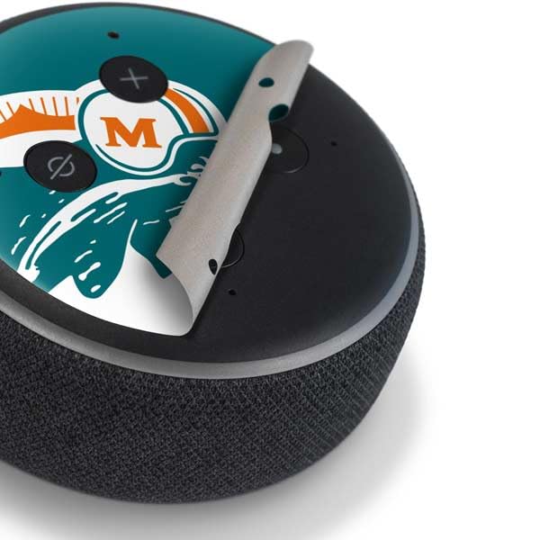 Skinit Decal Audio Skin Compatible with Amazon Echo Dot 3 - Officially Licensed NFL Miami Dolphins Retro Logo Design