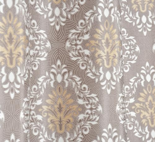 Image of Polyester Nexus Design Printed Room Darkening Door Curtain 9 Feet Long Set of 2 | Blackout Curtains for Bedroom Living Room Decor - Brown