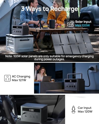 DARAN Portable Power Station 600W (1200W Peak), 576Wh LiFePO4 Solar Generator, Fast Charging Backup Battery with 3 AC Outlets, 100W USB-C PD for Camping, RV, CPAP, Home Emergency — view 5