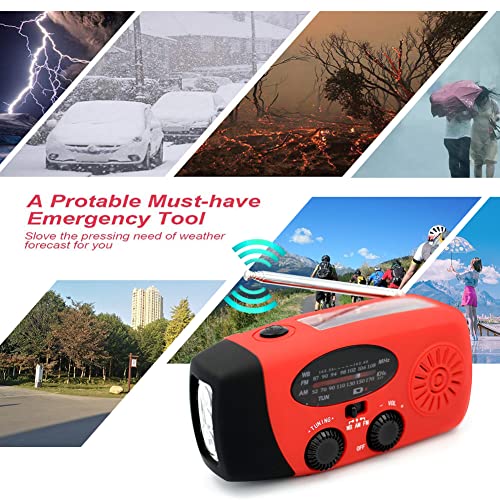 Zonneradio, draagbare AM/FM/NOAA zwengelradio, handslinger, radio, USB, noodradio, dynamo met 2000 mAh oplaadbare batterij, weerradio met led-zaklamp en powerbank voor noodgevallen, outdoor - Image 5