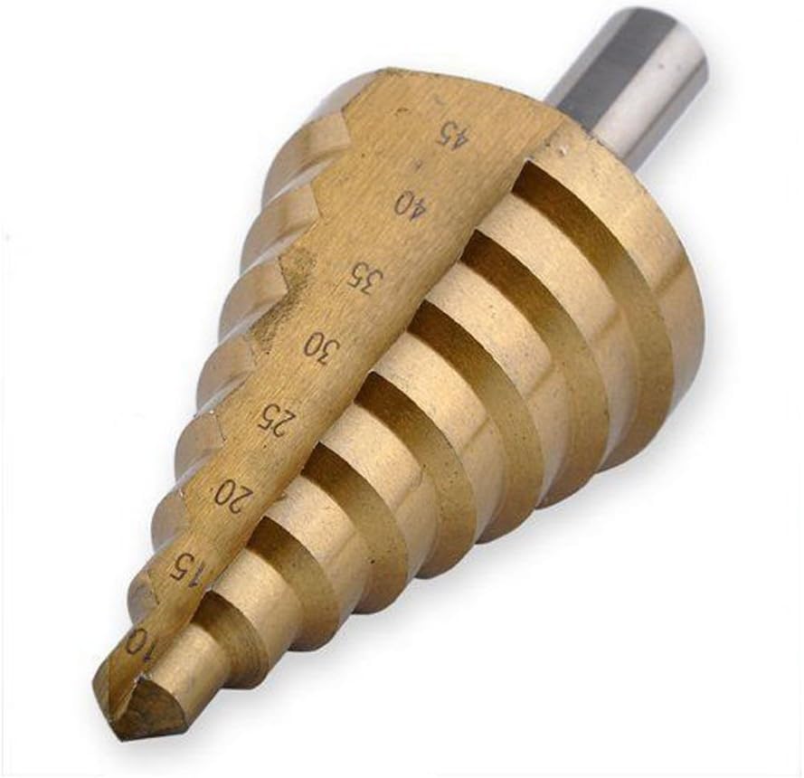 ERWEY Foret étagé conique HSS TIN 10-45 mm Embout de foret conique Foret à gradins Fraise Foret multi-étages