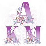 Custom Initial Name Personalized Butterflies Flower Stickers Vinyl Waterproof Stickers Funny Decals Waterproof Vinyl Sticker for Water Bottle Tumbler Phonecase Cars Gifts for Her Women Student Girls