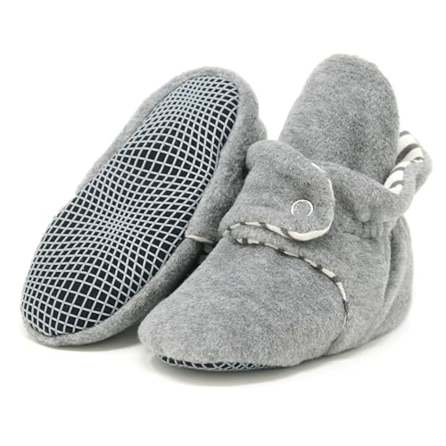 Ella Bonna Fleece Baby Booties, Three Snap Baby Slippers, Unisex Baby Gifts, Non-Slip Newborn Booties for Boys and Girls, Infant Baby Shower Shoes Months - Main Image