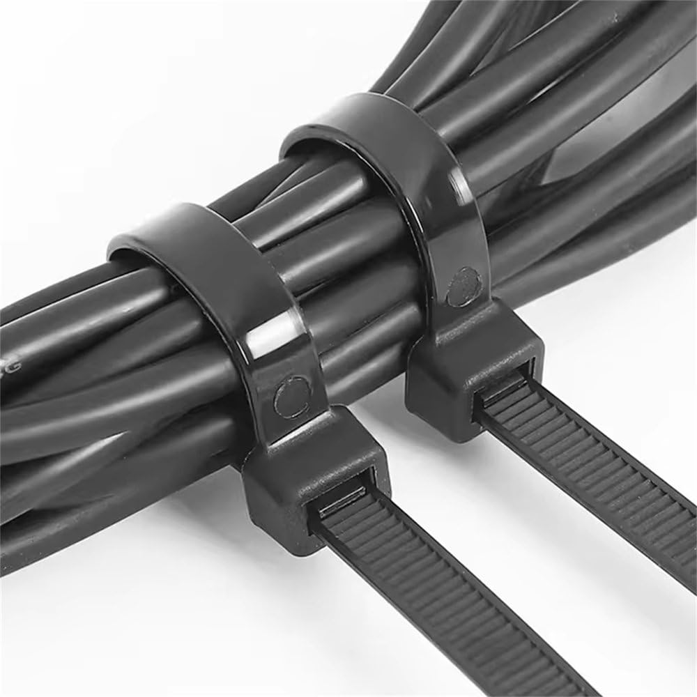 500/1000 pezzi/sacchetto fascette in nylon autobloccanti in plastica nera fascette stringicavo in nylon fascette stringicavo anello di fissaggio anello avvolgicavo, nero, 1,8x200 (1000 pezzi)