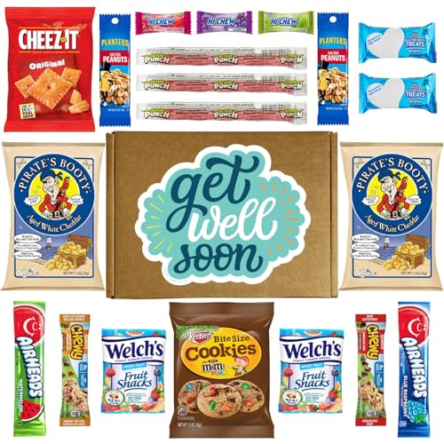 Hangry Kits Get Well Soon Gift Basket & Snack Box - Send a Care Package to Women, Men, Adults, Kids & Families Sick in Hospital, After Surgery Recovery or When They Need to Feel Better