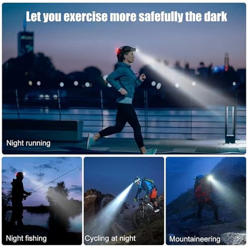 Linterna frontal recargable LED impermeable con 5 modos para equipo de caza nocturna 4