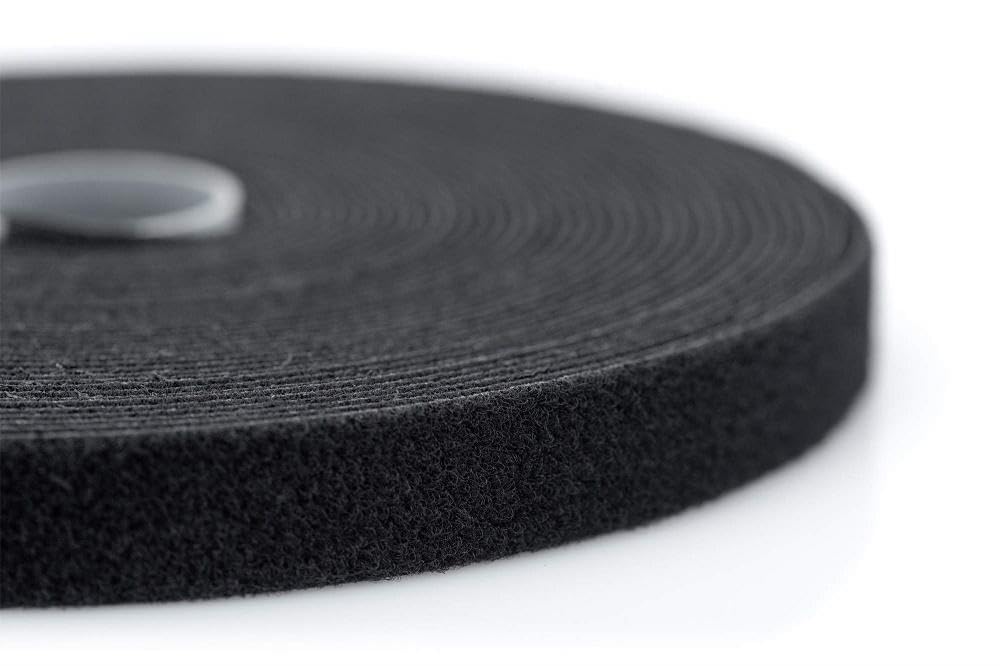 DIGITUS Cinta de gancho y bucle en rollo, organización de cables de cobre o fibra óptica, recortable, anchura 15 mm, longitud 10 m, negro