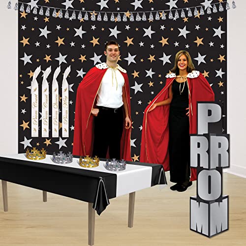 Image of Beistle Prom Column Black and Silver Decoration, Prom Standup Decorations for Prom Night Party Decor for Photo Booth, Durable Cardstock Selfie Backdrop, 12 inch wide, 3' 9 inch tall, 2 Pack