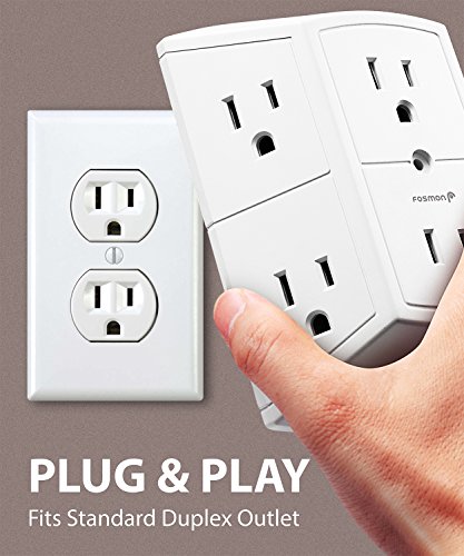Fosmon Torneira de adaptador de parede com 6 saídas - Certificação ETL, 15A 125V 1875Watts, divisor
